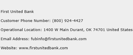 First United Bank Phone Number Customer Service