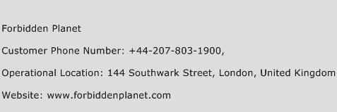 Forbidden Planet Phone Number Customer Service