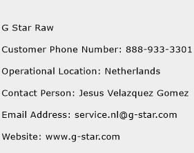G Star Raw Phone Number Customer Service
