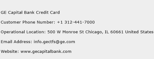 GE Capital Bank Credit Card Phone Number Customer Service