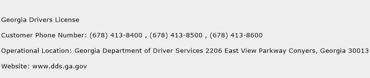Georgia Drivers License Phone Number Customer Service