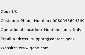 Geox UK Phone Number Customer Service