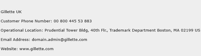 Gillette UK Phone Number Customer Service