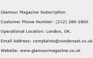 Glamour Magazine Subscription Phone Number Customer Service