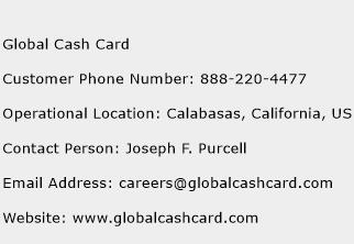 Global Cash Card Phone Number Customer Service
