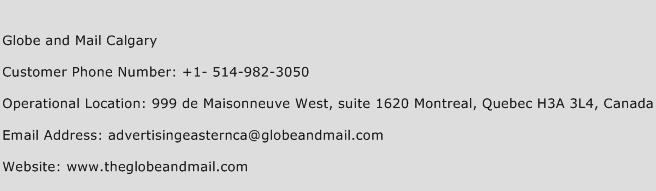 Globe and Mail Calgary Phone Number Customer Service
