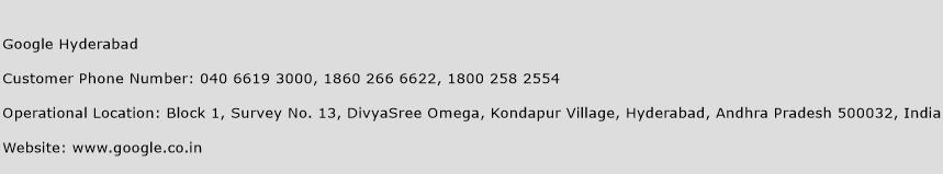 Google Hyderabad Phone Number Customer Service