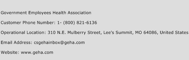 Government Employees Health Association Phone Number Customer Service
