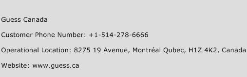Guess Canada Phone Number Customer Service