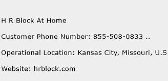 H R Block At Home Phone Number Customer Service