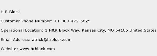 H R Block Phone Number Customer Service