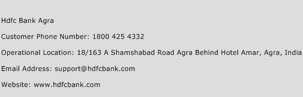 HDFC Bank Agra Phone Number Customer Service