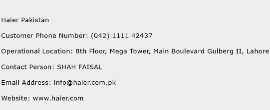 Haier Pakistan Phone Number Customer Service