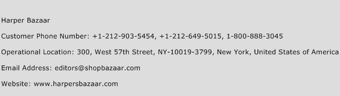 Harper Bazaar Phone Number Customer Service