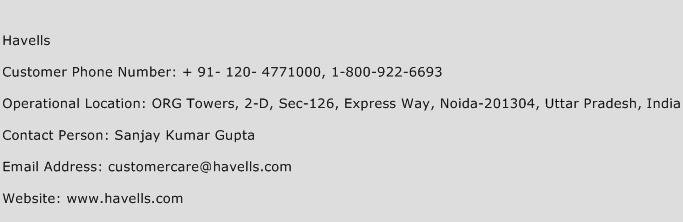 Havells Phone Number Customer Service