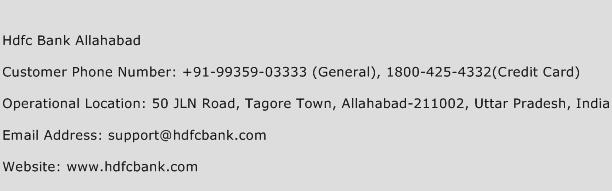 Hdfc Bank Allahabad Phone Number Customer Service