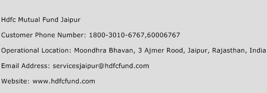 Hdfc Mutual Fund Jaipur Phone Number Customer Service