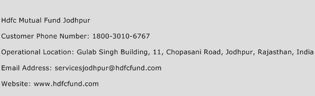 Hdfc Mutual Fund Jodhpur Phone Number Customer Service