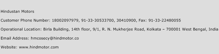 Hindustan Motors Phone Number Customer Service