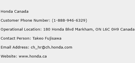 Honda Canada Phone Number Customer Service
