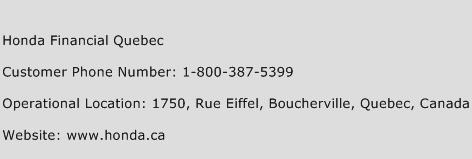 Honda Financial Quebec Phone Number Customer Service