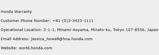 Honda Warranty Phone Number Customer Service