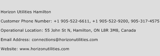 Horizon Utilities Hamilton Phone Number Customer Service