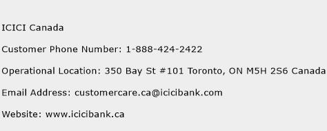 ICICI Canada Phone Number Customer Service