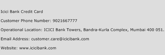 Icici Bank Credit Card Phone Number Customer Service