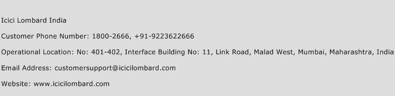Icici Lombard India Phone Number Customer Service