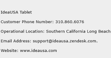 IdeaUSA Tablet Phone Number Customer Service