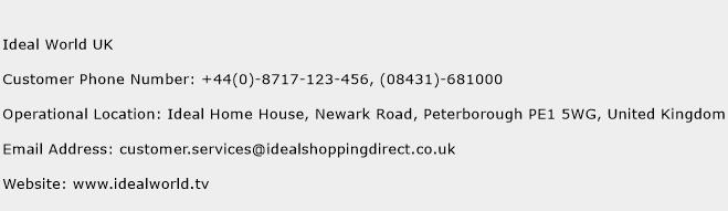 Ideal World UK Phone Number Customer Service