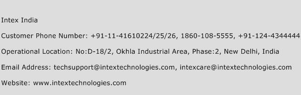 Intex India Phone Number Customer Service