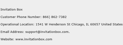 Invitation Box Phone Number Customer Service