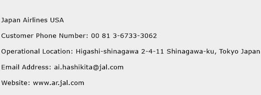 Japan Airlines USA Phone Number Customer Service