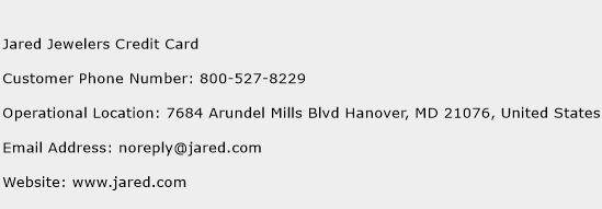 Jared Jewelers Credit Card Phone Number Customer Service