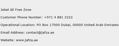 Jebel Ali Free Zone Phone Number Customer Service