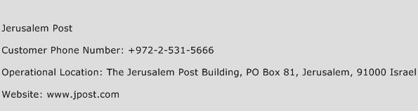 Jerusalem Post Phone Number Customer Service