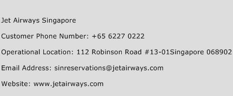 Jet Airways Singapore Phone Number Customer Service