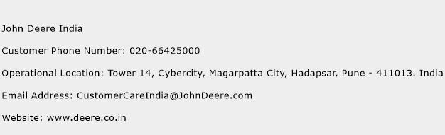 John Deere India Phone Number Customer Service