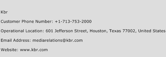 KBR Phone Number Customer Service