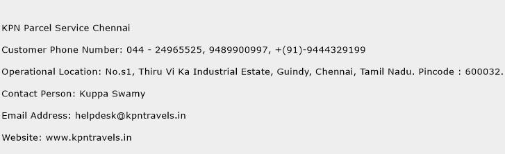 KPN Parcel Service Chennai Phone Number Customer Service