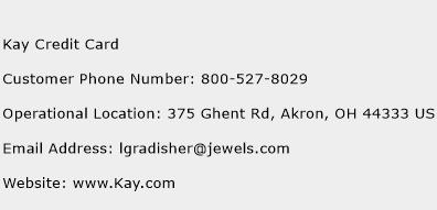 Kay Credit Card Phone Number Customer Service