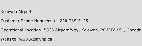 Kelowna Airport Phone Number Customer Service