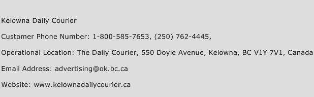 Kelowna Daily Courier Phone Number Customer Service