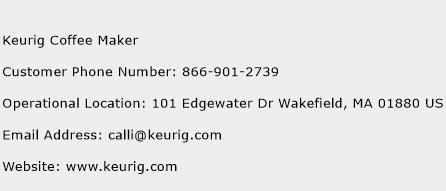 Keurig Coffee Maker Phone Number Customer Service