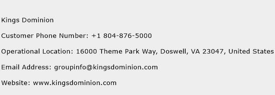 Kings Dominion Phone Number Customer Service