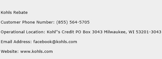 Kohls Rebate Phone Number Customer Service