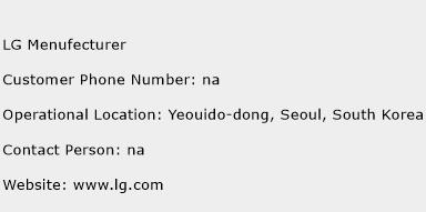 LG Menufecturer Phone Number Customer Service