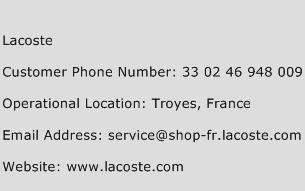 Lacoste Phone Number Customer Service